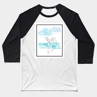 Woman Blues Watercolor - Square Baseball T-Shirt